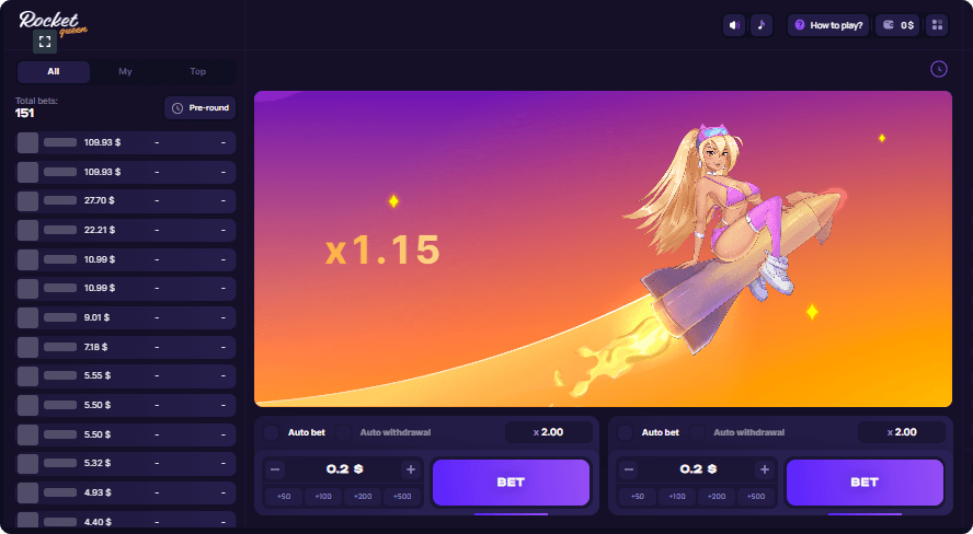 Игра Rocket Queen - интерфейс